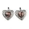 Natural Rhodonite Peach Love Heart Pendants G-G158-01R-1