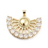 Fan Shaped Rack Plating Brass Micro Pave Cubic Zirconia Pendants KK-G512-28A-G-1