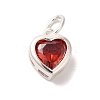 925 Sterling Silver Cubic Zirconia Heart Charms with Jump Rings FIND-U013-10S-03-1