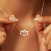 Buddhist Hollow Lotus Flower 201 Stainless Steel Pendant Necklaces for Women FS-WGA47F0-01-2