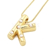 Brass & Plastic Pearl Letter Pendant Box Chain Necklaces for Women NJEW-U017-01G-11-2