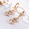 Brass Micro Pave Clear Cubic Zirconia Leverback Earrings EJEW-K300-45G-3