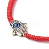 Hamsa Hand /Hand of Miriam with Evil Eye Braided Bead Bracelet for Girl Women BJEW-JB06910-01-4