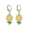 4 Pair 4 Color Alloy Enamel Flower Dangle Leverback Earrings EJEW-JE05236-3
