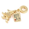 Rack Plating Brass Clear Cubic Zirconia European Dangle Charms KK-P287-18E-G-2