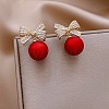 Alloy Crystal Rhinestone Bowknot Dangle Stud Earrings FS-WG0E442-01-3