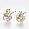 Brass Cubic Zirconia Stud Earrings KK-S348-361-1