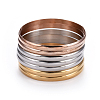 Fashion Tri-color 304 Stainless Steel Buddhist Bangle Sets BJEW-L664-024B-M-1