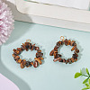 2Pcs Natural Tiger Eye Chip Beaded Pendants PALLOY-TAC0232-04-4