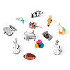 Crafans 11Pcs 11 Style Rugby & Bottle & Piano & Violin & Pencil Enamel Pins JEWB-CF0001-02-12