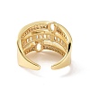 Cubic Zirconia Belt Buckle Shape Open Cuff Ring RJEW-P035-04G-01-3