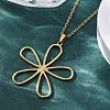 Hollow Flower 304 Stainless Steel Pendant Necklaces NJEW-M096-25G-5