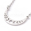 Alloy Moon Phase Pendant Necklace for Women NJEW-G030-01P-1