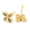 Rack Plating Brass Micro Pave Clear Cubic Zirconia Stud Earrings EJEW-N055-02G-01-RS-2