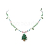 Acrylic Christmas Tree Pendant Necklace NJEW-TA00076-3
