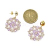 Flower Handmade Glass Seed Beads & Shell Pearl Dangle Stud Earrings EJEW-MZ00361-02-3