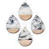 Transparent Resin & Walnut Wood Pendants X-RESI-T035-28-A01-1