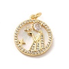 Brass Clear Cubic Zirconia with Shell Pendants KK-G450-02G-08-1