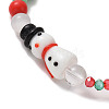 Christmas Tree & Snowman & Mushroom Stretch Bracelet BJEW-TA00257-4
