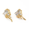 Cubic Zirconia Heart with Bowknot Stud Earrings EJEW-B013-10G-01-1