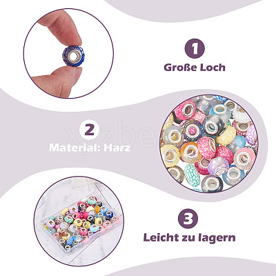 60Pcs 3 Styles Opaque Resin European Beads RESI-TA0005-29-1