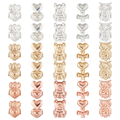 15 Pairs 15 Style Brass Friction Ear Nuts KK-AR0002-92-1