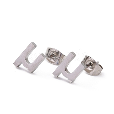 Tarnish Resistant 304 Stainless Steel Greek Alphabet Stud Earrings STAS-D007-07P-13-1