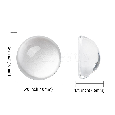 Transparent Half Round Glass Cabochons X-GGLA-R027-16mm-1