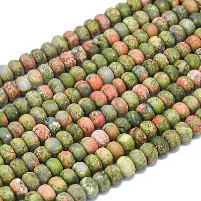 Natural Unakite Beads Strands G-P575-A12-6x4mm-01-1