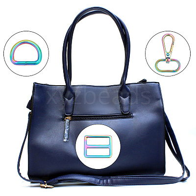 15Pcs 3 Style Rainbow Color Zinc Alloy Swivel Clasps FIND-GF0003-40-1