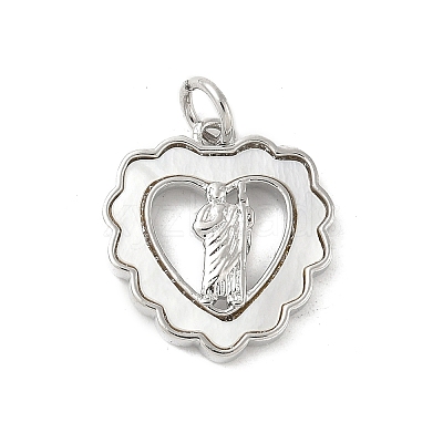 Brass Pave Natural White Shell Religion Pendants KK-S522-23P-B-1