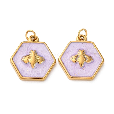 304 Stainless Steel Enamel Pendants STAS-U061-37G-C06-1