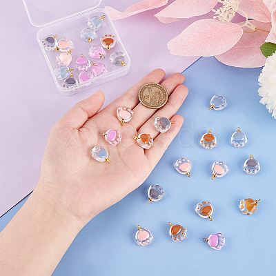 30pcs 5 colors Transparent Glass Pendants FIND-OC0002-42-1