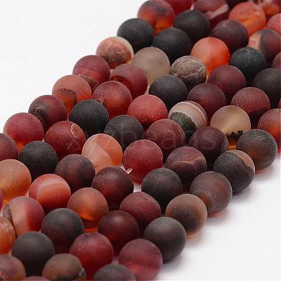 Frosted Natural Agate Beads Strands G-F365-8mm-01-1