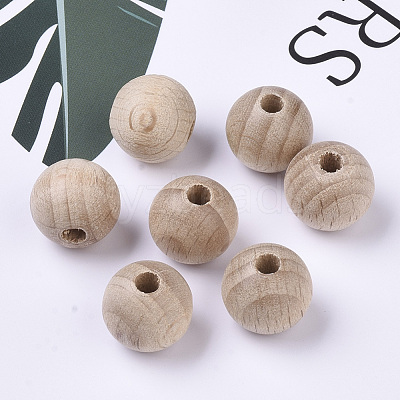 Natural Beech Wood Beads WOOD-T020-01D-1
