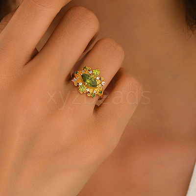Brass Micro Pave Cubic Zirconia Finger Rings for Women KW9333-4-1