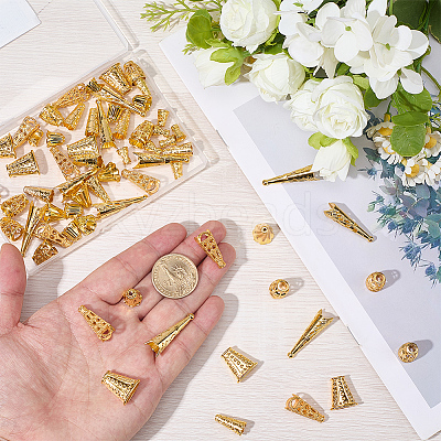 80Pcs 8 Styles Alloy Bead Cone & Bead Caps FIND-SP0020-74-1