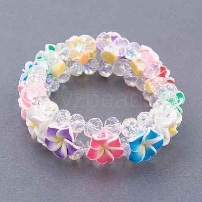 AB Color Plated Glass Bead Multi-Strand Stretch Bracelets BJEW-JB03308-1