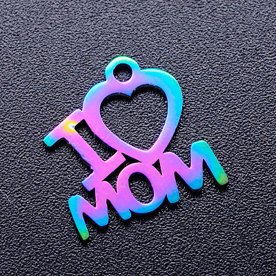 Mother's Day Ion Plating(IP) 201 Stainless Steel Charms STAS-Q201-JN173-1