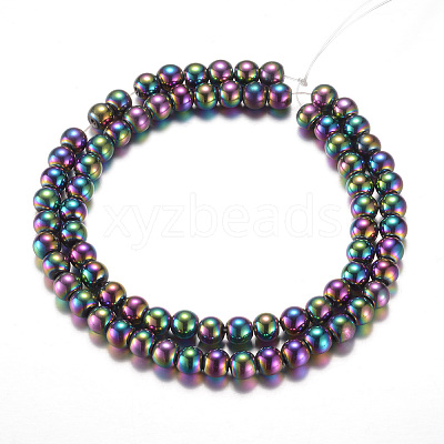Electroplate Magnetic Synthetic Hematite Bead Strands G-A165A-6mm-01-1