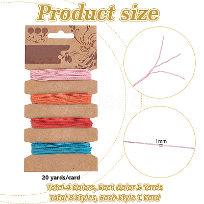 8 Cards 8 Styles Waxed Cotton Cord Set OCOR-PH0006-38-1