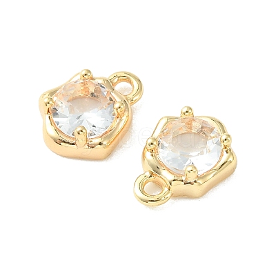 Brass Micro Pave Cubic Zirconia Charms KK-L208-10G-07-1