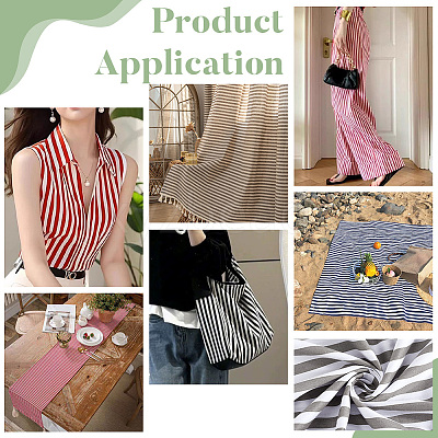 Cotton Fabric with Strip Pattern DIY-PH0037-96E-1
