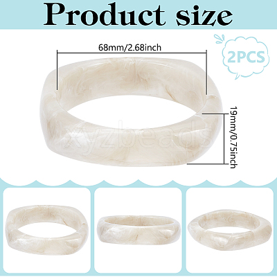 2Pcs Imitation Marble Acrylic Bangle for Women BJEW-UN0001-69B-1