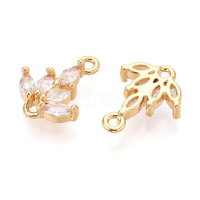 Brass Pave Clear Cubic Zirconia Connector Charms X-KK-T078-03G-03-1