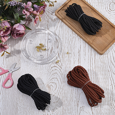 15M 3 Colors Braided Round Soft PU Imitation Leather Cords OCOR-CL0001-11C-1