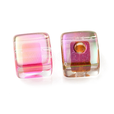 UV Plating Transparent Acrylic European Beads OACR-F004-10-1