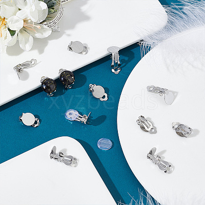 60Pcs 2 Size 304 Stainless Steel Clip-on Earring Findings STAS-UN0040-60-1