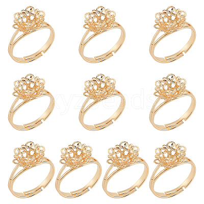 10Pcs Adjustable Brass Filigree Ring Settings KK-NB0003-03-1
