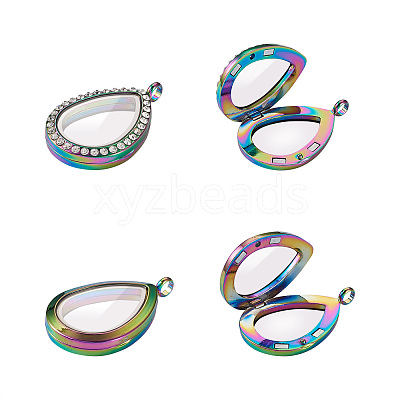 2Pcs 2 Style Alloy Magnetic Locket Pendants PALLOY-TA0002-35M-1